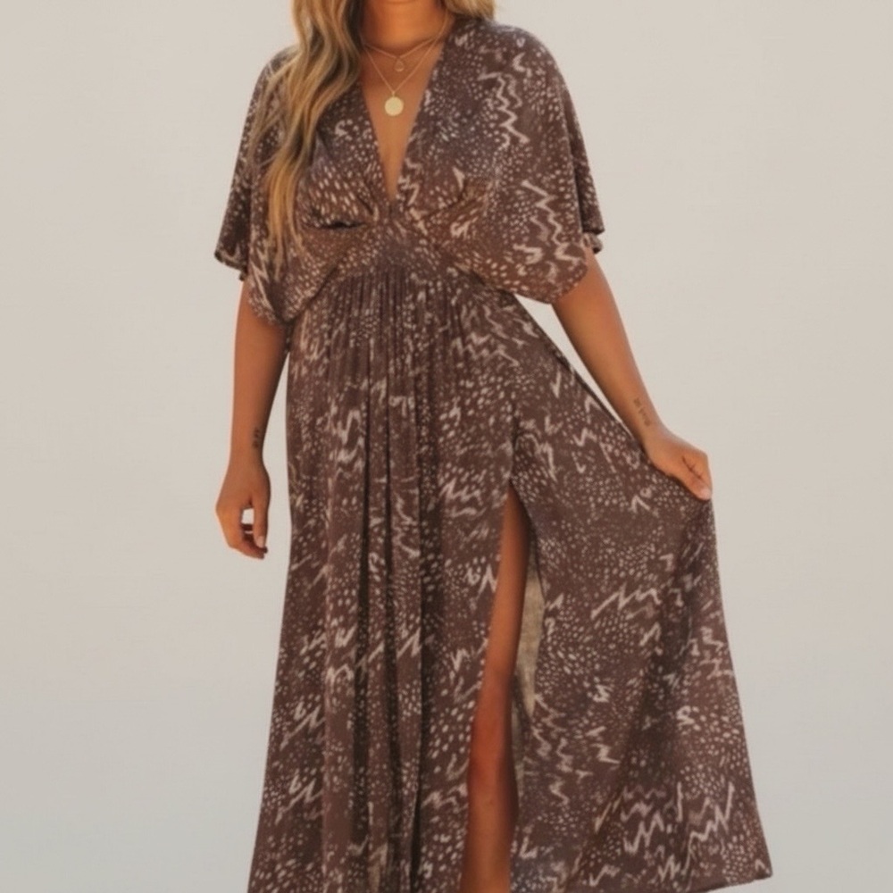 VICI Pachecho Mauve Printed Kimono Midi Dress – Womens XS
